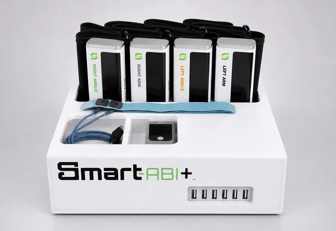 Smart-ABI+ ankle-brachial index and toe-brachial index testing device with four wireless cuffs